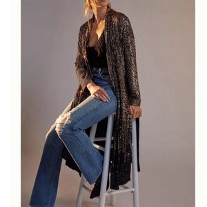NWT Anthropologie sequined duster BB Dakota brown to black S